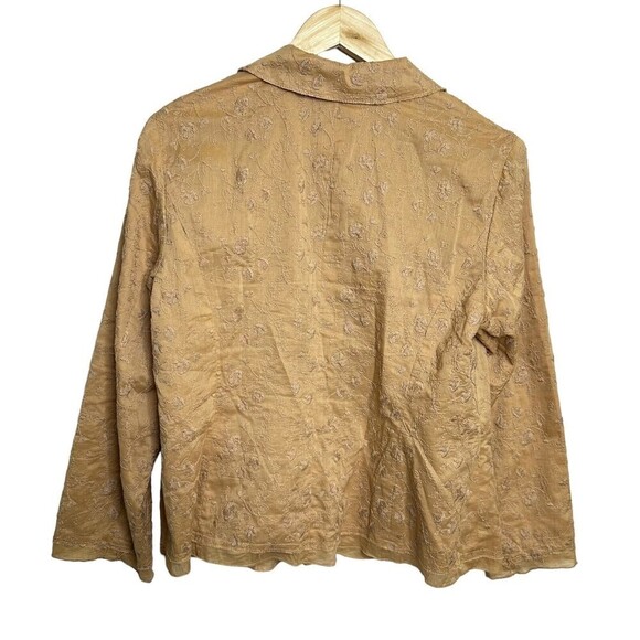J.Jill Ginger 100% Cotton Boho Embroidered Lined Blazer Jacket Size 12 p Tan - Picture 12 of 16